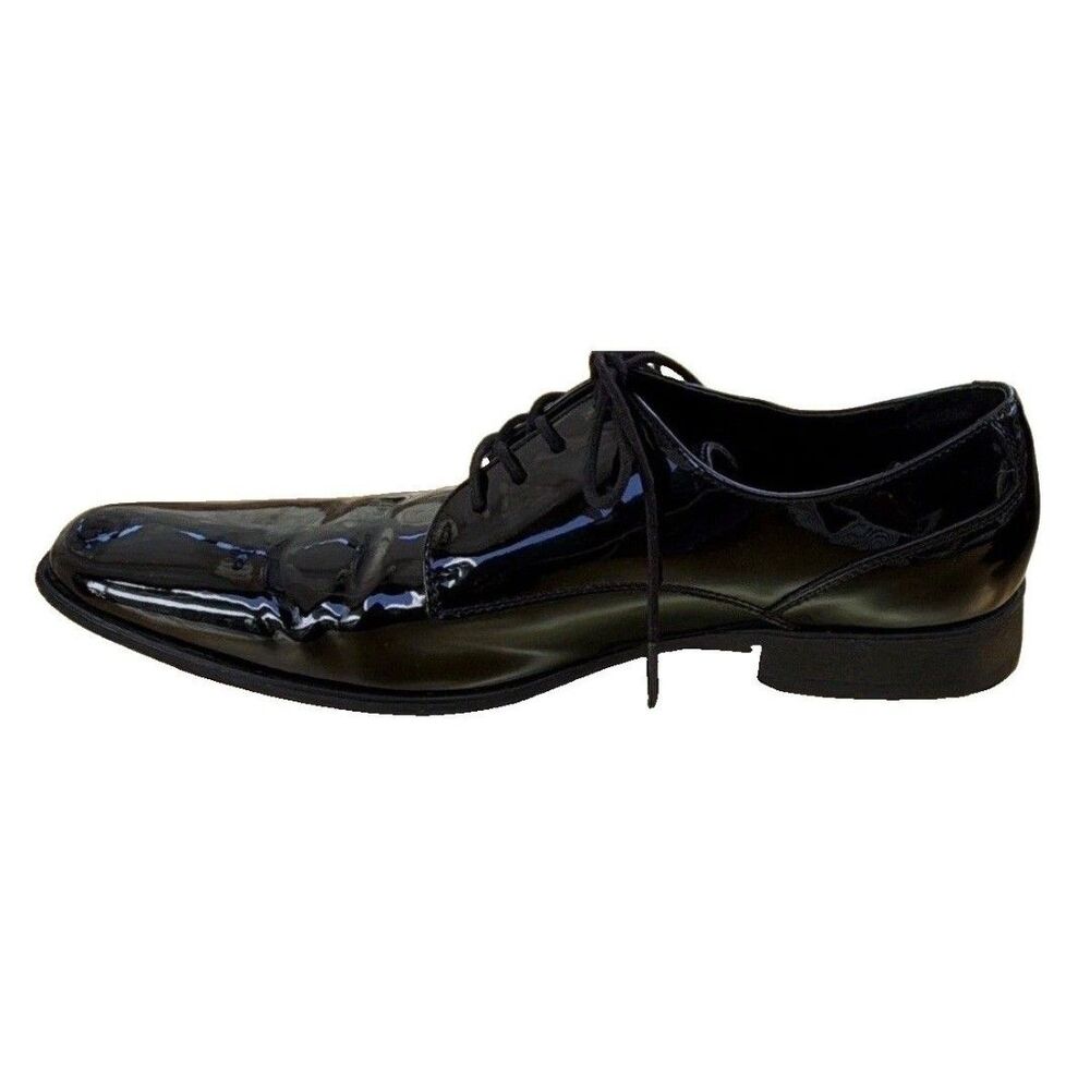 Calvin Klein Men’s Black Patent Leather Oxford Dress Shoes Lace Up 11.5 Formal